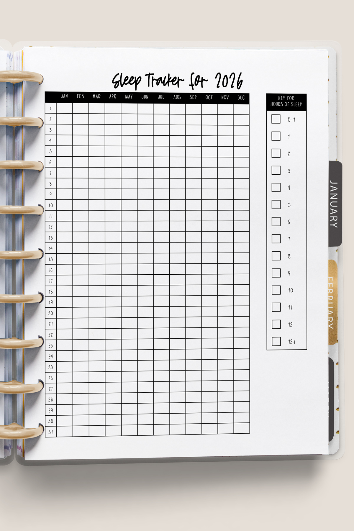 sleep tracker printable and digital planner files